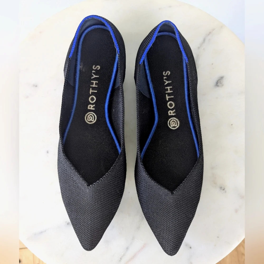 Rothy's Classic Black Pointed Toe Flats - Picture 4 of 11